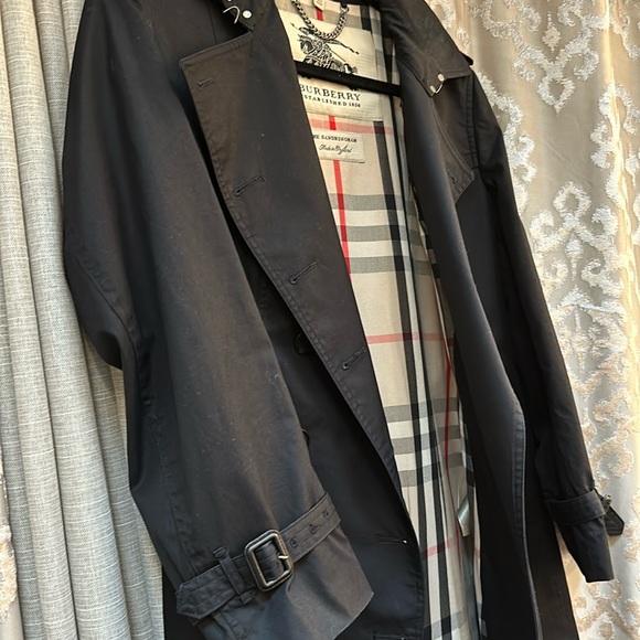 Burberry Black Double Breasted Hooded Trench Coat Size 10 - Picture 8 of 16